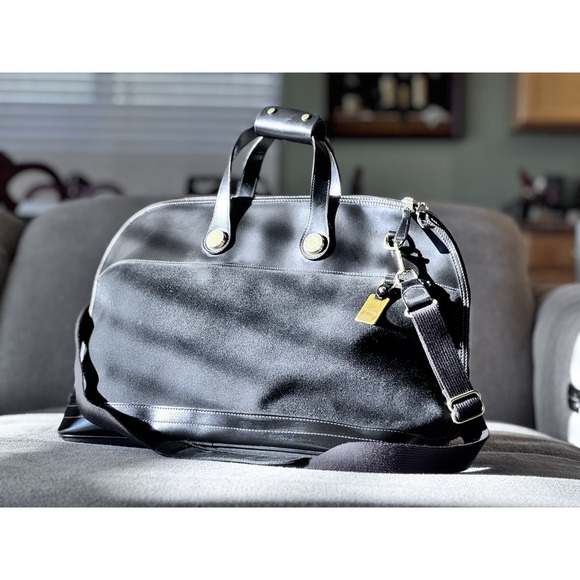 Dooney & Bourke Large Cabriolet Weekender Zip Leather Canvas Travel Duffel Bag - Picture 2 of 16